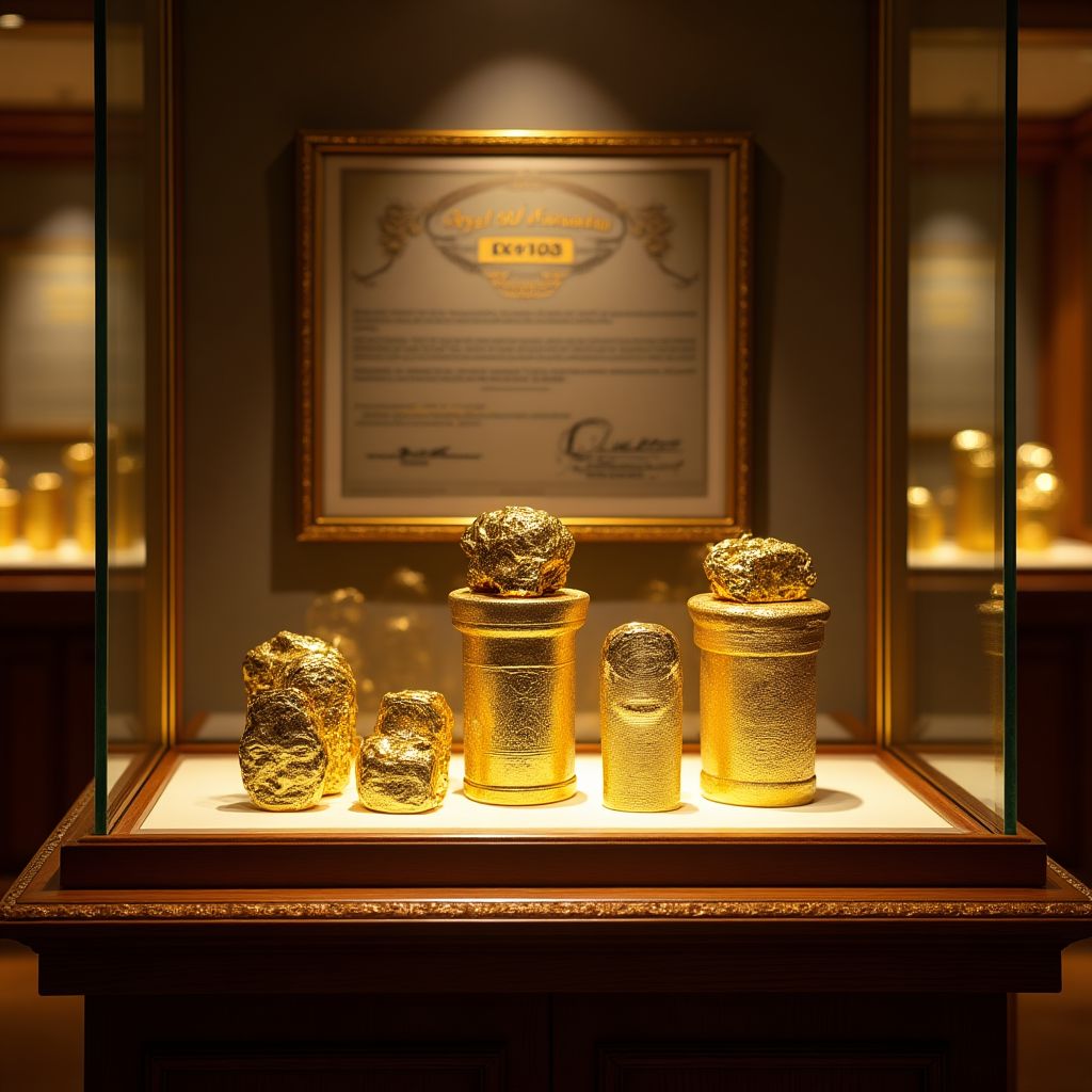 Exhibición de lingotes de oro de inversión